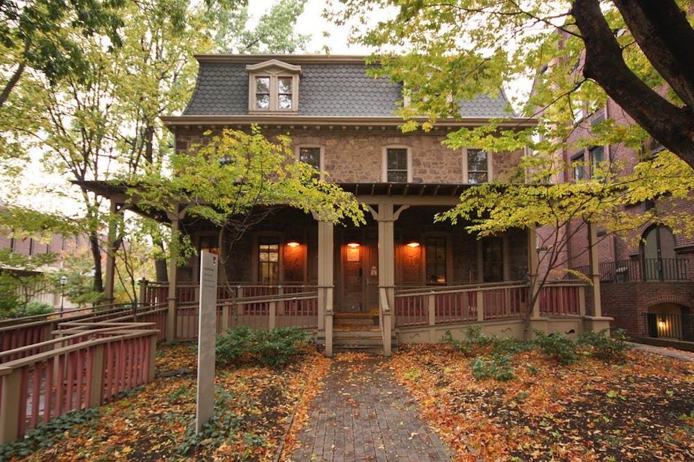Penn Women's Center, one of the University's confidential resources, is on Locust Walk. It is a brown building, and there are fallen leaves around the building. Photo courtesy of The Daily Pennsylvanian