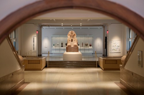 Penn Museum workers unionized in August of 2021. Photo shows the inside of the Penn Museum with a small replica of the Egyptian sphinx in the middle of the hallway. Photo courtesy of The Daily Pennsylvanian